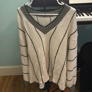 knit stripped v-neck sweater